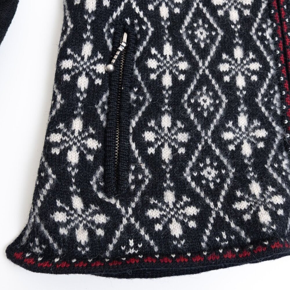 Icelandic Design Wool Cardigan Full Zip Jacket Embroidered Floral Fair Isle - Picture 9 of 16
